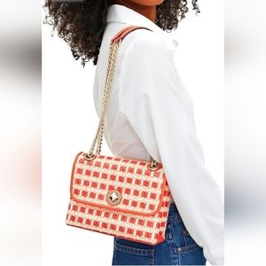 Kate Spade Natalia Straw Small Flap Shoulder Bag